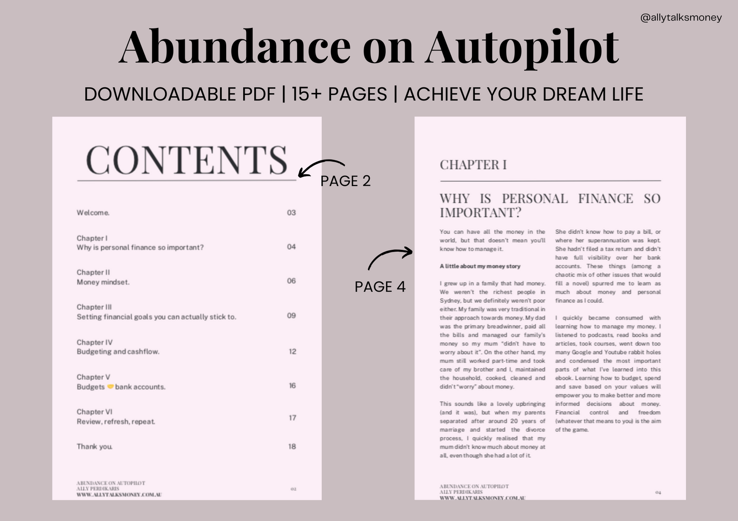 Abundance on Autopilot eBook, Worksheets and Dream Life Budget (Instant Downloads)