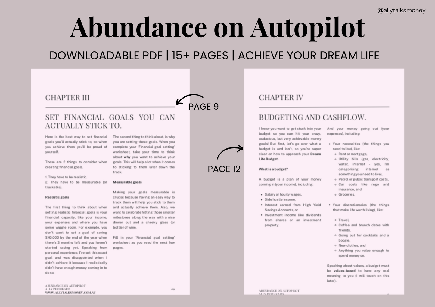 Abundance on Autopilot eBook, Worksheets and Dream Life Budget (Instant Downloads)