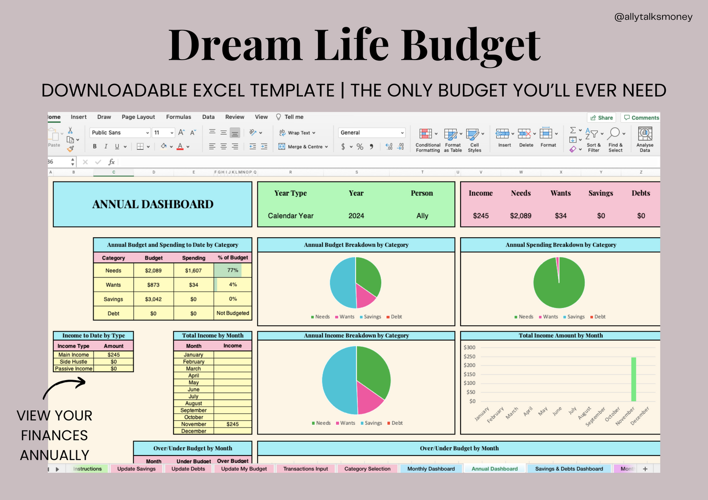 Dream life budget, budget template