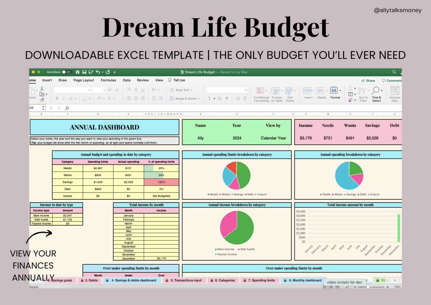 Dream Life Budget (Downloadable Excel Template)