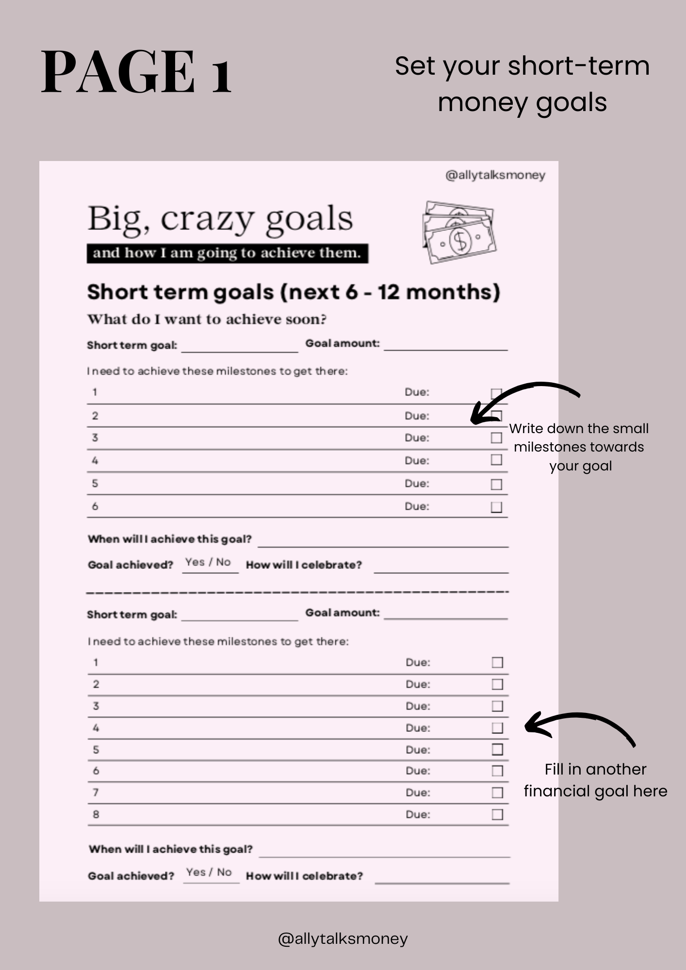 Financial Goal Setting Template (Downloadable PDF)