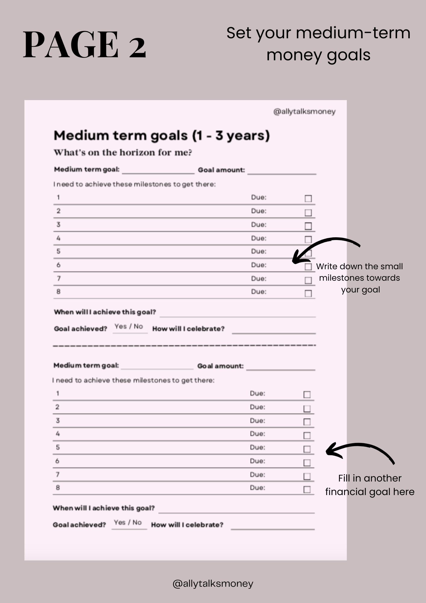 Financial Goal Setting Template (Downloadable PDF)