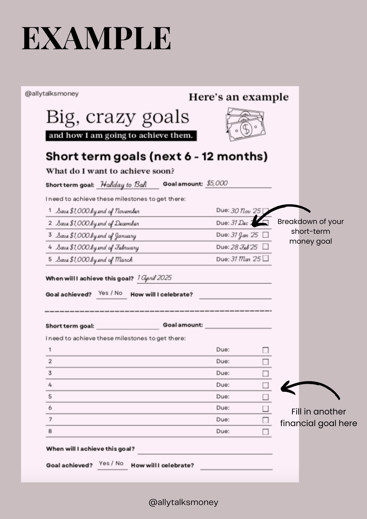 Financial Goal Setting Template (Downloadable PDF)