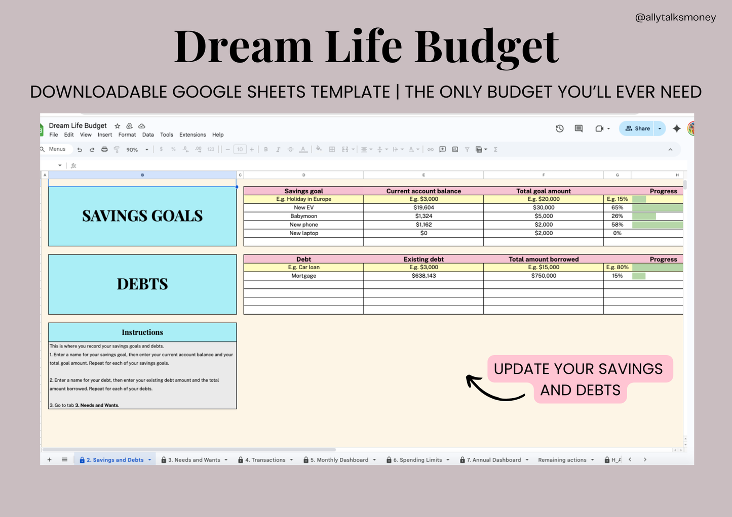 Dream Life Budget (Downloadable Google Sheet)