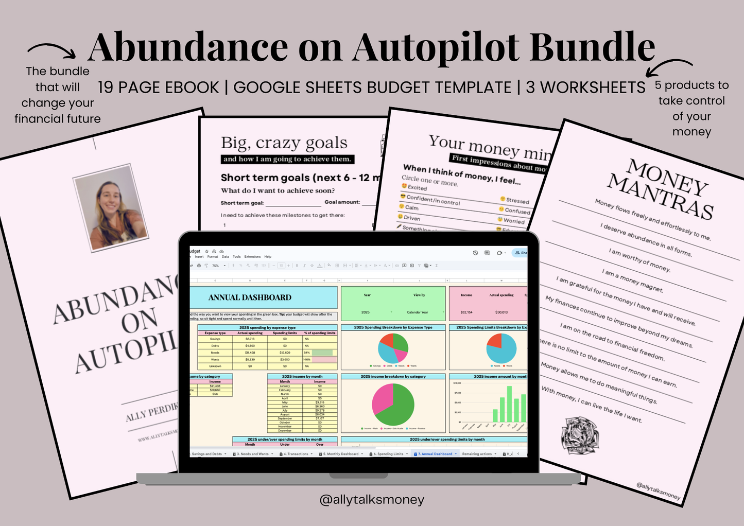 Abundance on Autopilot eBook, Worksheets and Dream Life Budget (Instant Downloads with Google Sheet)
